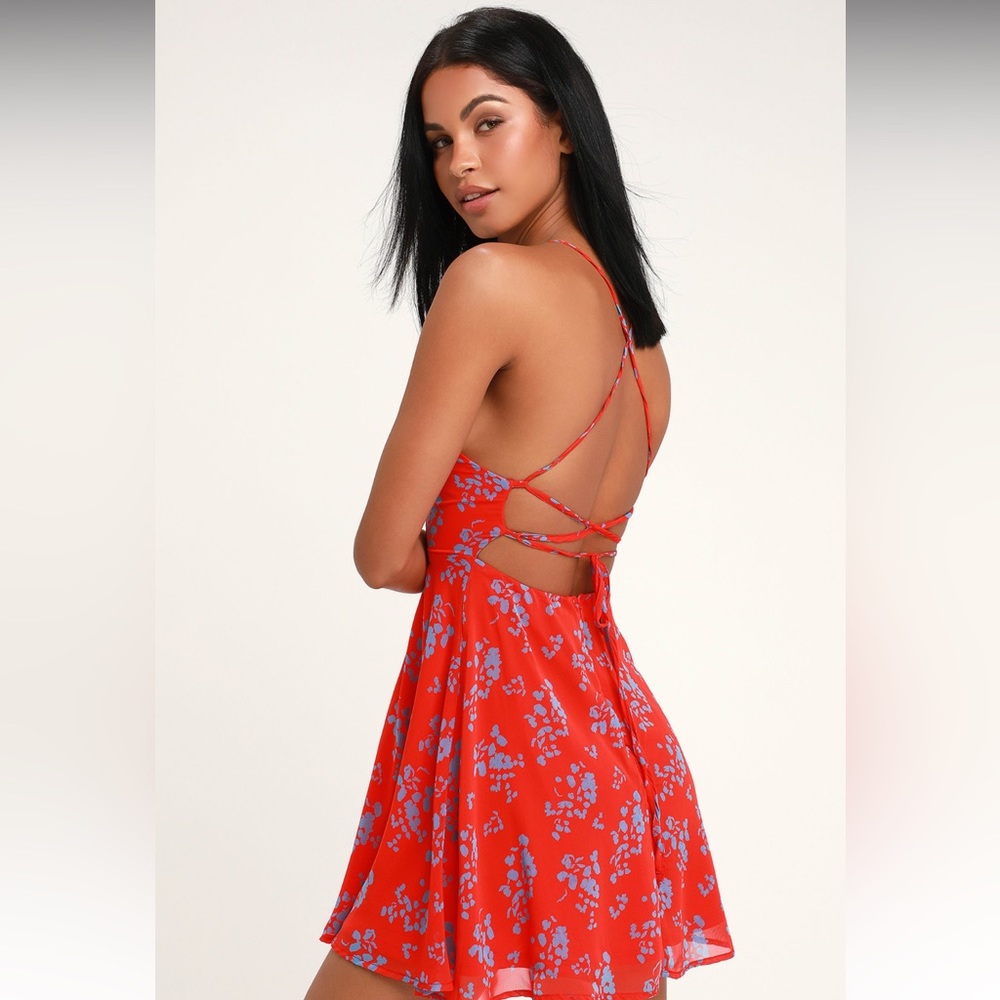 Lulus Lace-Up Skater Dress